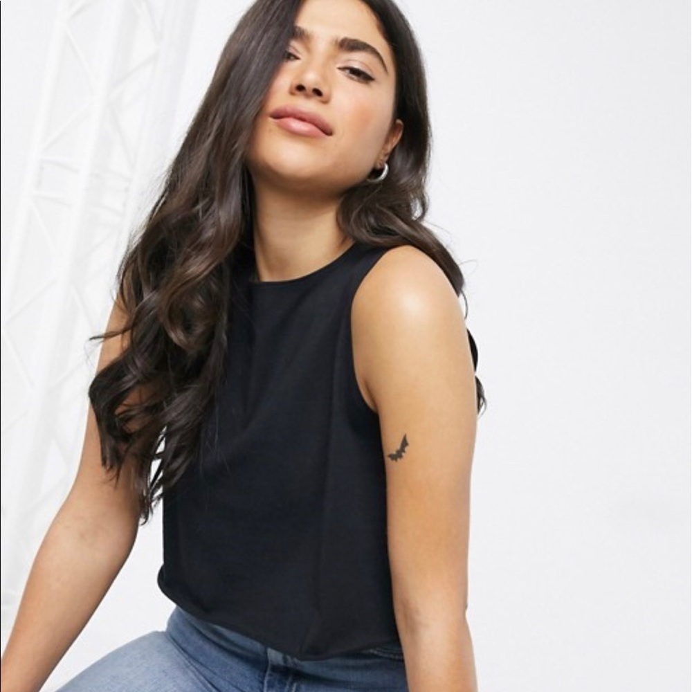 ASOS DESIGN Petite crop swing tank in black